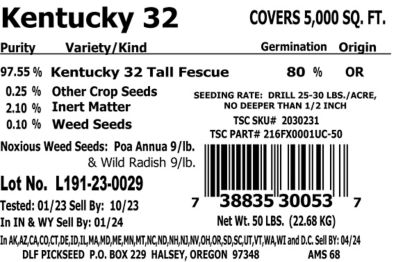 Image showing  50 lb. 2 Acres K-32 Forage Tall Fescue, Endophyte Free