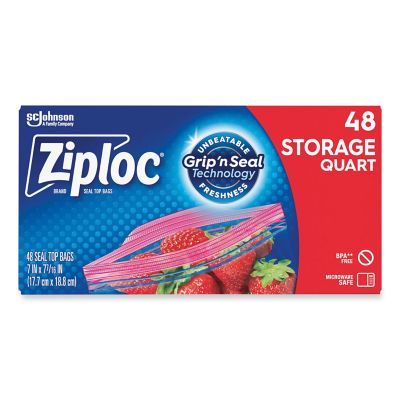 Ziploc Double Zipper Storage Bags, 1 qt., 48-Pack