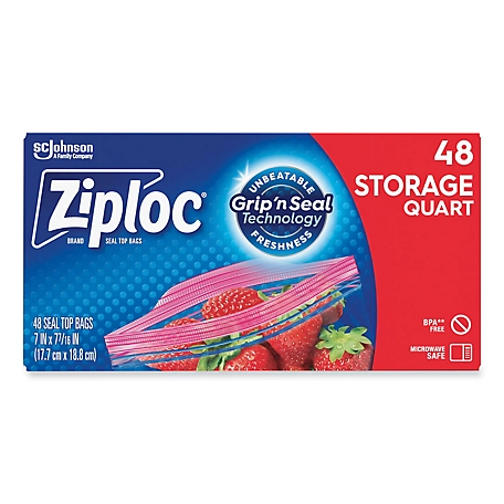 Ziploc Double Zipper Storage Bags, 1 qt., 48-Pack