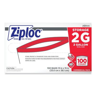 Ziploc Double Zipper Storage Bags, 2 gal., 1.75 Mil, 100-Pack