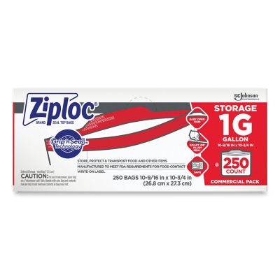 Ziploc Double Zipper Storage Bags, 1 gal., 1.75 Mil, 250-Pack