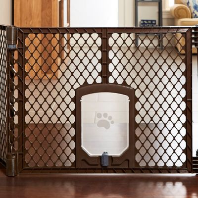 Image showing 5 th MyPet Extra Wide Plastic Pet Gate with Small Pet Door