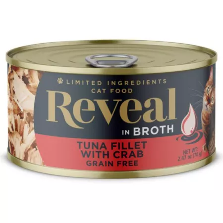 Reveal Grain-Free Adult Tuna Fillet with Crab in Broth Cat Food 2.47 oz. Wet Cat Food