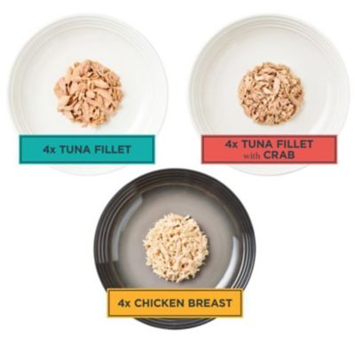 Image showing  Cat Broth Adult Cheese, Crab and Tuna Shreds Wet Cat Food, Variety pk., 2.47 oz., Pack of 12