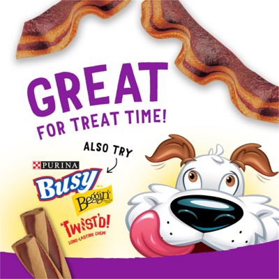 Image showing  Strips Bacon/Peanut Butter Flavor Dog Chew Treats with Real Meat, 40 oz.