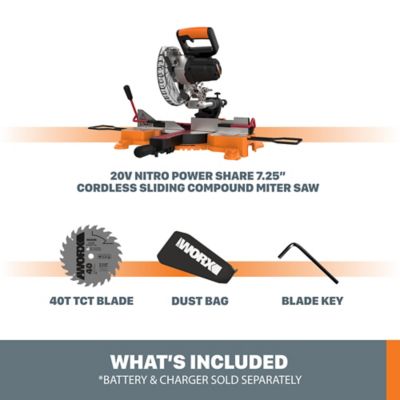 Image showing  7-1/4 in. 20V Power Share Cordless Sliding Miter Saw, No Stand, 3,800 RPM