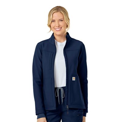 Image showing  Women's Rugged Flex Bonded Fleece 3-Pocket Modern Fit Scrub Jacket