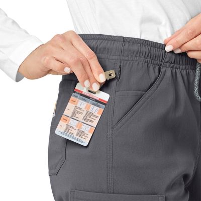 Image showing  Women's Rugged Flex Peak 9-Pocket Mid-Rise Cargo Jogger Scrub Pants