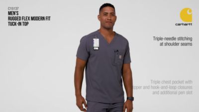 Image showing  Men's Rugged Flex 2-Pocket Modern Fit Tuck-In Scrub Top