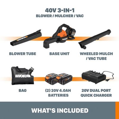Image showing  Nitro TriVac 185 MPH/350 CFM 40V Cordless 3-in-1 Handheld Leaf Blower, Vacuum and Mulcher, Battery and Charger Included
