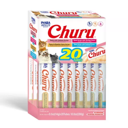 Inaba Churu Variety Pack Lickable Creamy Pureed Cat Treats Pack of 20 Tubes Cat Lickable Treats