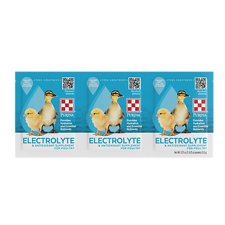 Purina Electrolyte and Antioxidant Supplement for Poultry, 0.25 oz. Packets, 3-Pack