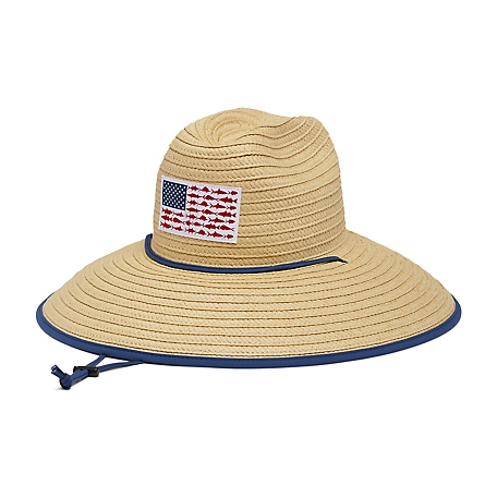 Columbia PFG Straw Lifeguard Hat, Straw, Fish Flag / S/M