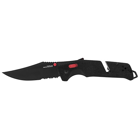 SOG 3.7 in. Trident AT Folding Knife, Partially Serrated Blade, Red/Black