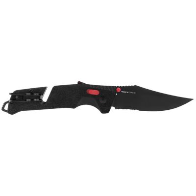 Image showing  3.7 in. Trident AT Partially Serrated Blade Folding Knife, Red/Black