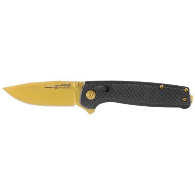 SOG 2.95 in. Terminus XR Lte Folding Knife, Carbon/Gold