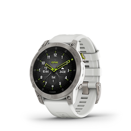 Garmin Epix (Gen 2) Smartwatch, Sapphire/White Titanium, 010-02582-20