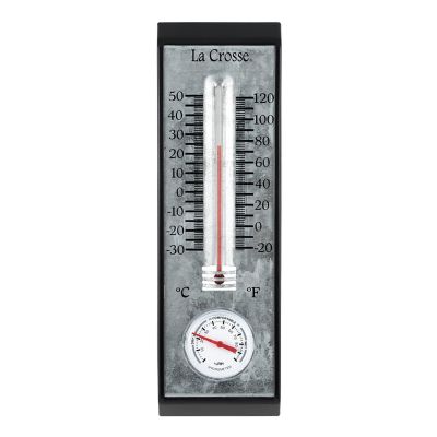 204-111 La Crosse 4 Indoor/Outdoor Small Tube Window Thermometer - White