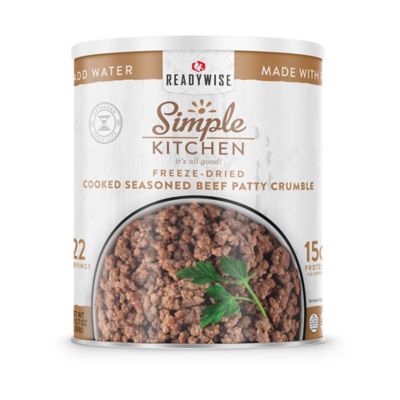 ReadyWise Simple Kitchen Freeze-Dried Seasoned Beef Patty Crumbles, 22 Servings