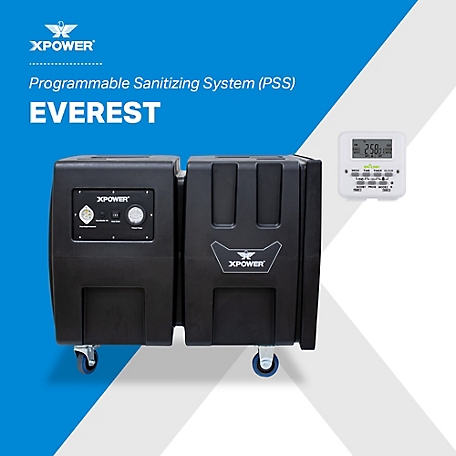 XPOWER Everest Programmable Sanitizing System, 2,000 CFM HEPA Air Purifier, Digital Timer