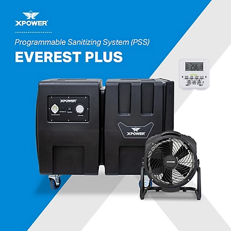 XPOWER Everest PLUS Programmable Sanitizing System, 2,000 CFM HEPA Air Purifier, Air Mover, Ozone and Timer