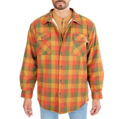 Smith's Workwear Men's Faux Sherpa-Lined Cotton Flannel Shirt Jacket