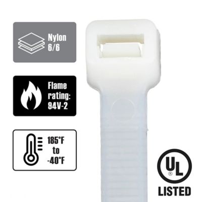 Image showing  8 in. Heavy-Duty Cable Ties, Natural, 100-Pack