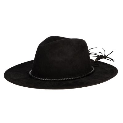 San Diego Hat Company Faux Suede Fedora with Tassel Back Bow, CTH3741OSBLK