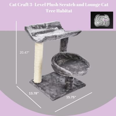 Image showing  20.47 in. 3-Level Plush Scratch and Lounge Cat Tree Habitat, Gray