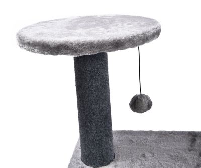 Image showing  40.16 in. 5-Tier Level Up Plush and Seagrass Cat Tree Habitat with Scratcher, Condo and Plush Hanging Cat Toy