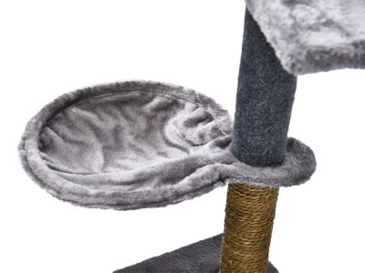 Image showing  46.5 in. 6-Tier Level Up Plush and Seagrass Cat Tree with Scratcher, Condo, Lounge, Hammock and Toy, Gray