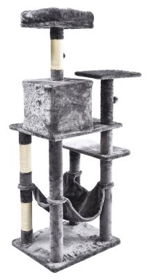 Image showing 7 th Cat Craft 56.3 in. 7-Level Plush and Sisal Cat Tree with Condo, Bed, Hammock, Hangout Posts and Toys