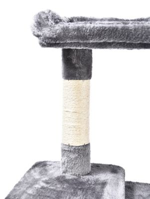Image showing  61 in. Large 7-Level Plush and Sisal Cat Tree with Condo, Ramp, Bed, Hammock, Hangout Posts and Rope Cat Toy