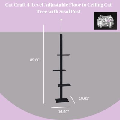 Image showing  90 in. 4-Level Adjustable Floor-to-Ceiling Soft Plush Cat Tree, Charcoal