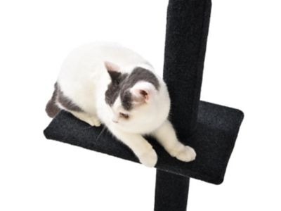 Image showing  90 in. 4-Level Adjustable Floor-to-Ceiling Soft Plush Cat Tree, Charcoal