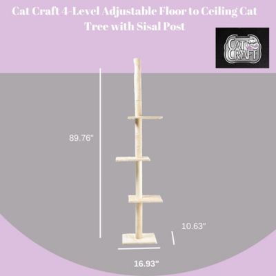 Image showing  90 in. 4-Level Adjustable Floor-to-Ceiling Soft Plush and Sisal Cat Tree