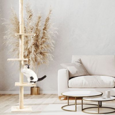 Image showing  90 in. 4-Level Adjustable Floor-to-Ceiling Soft Plush and Sisal Cat Tree