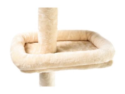 Image showing  90 in. 4-Level Adjustable Floor-to-Ceiling Soft Plush Cat Tree with Bolster Cat Bed, Cream