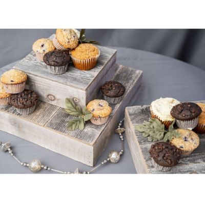 Image showing  BarnwoodUSA Rustic Farmhouse 3-Tier Weathered Gray Wooden Dessert Stand