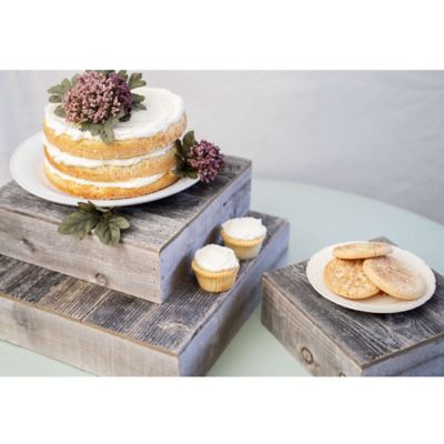 Image showing  BarnwoodUSA Rustic Farmhouse 3-Tier Weathered Gray Wooden Dessert Stand