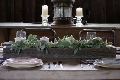 Image showing  35.5 in. Rustic Farmhouse Decorative Wooden Centerpiece Display Box, Weathered Gray