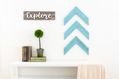 Barnwood USA BarnwoodUSA Rustic Farmhouse Robins Egg Blue Wooden Chevron Arrows, 11 in. x 14 in., 3 pc.