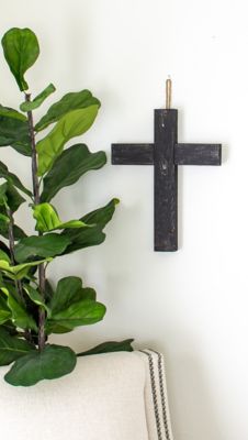 Image showing  Rustic Christian Smoky Black Reclaimed Old Wooden Cross, 15 in. x 12 in.