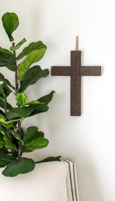Image showing  Rustic Christian Espresso Reclaimed Old Wooden Cross, 15 in. x 12 in.