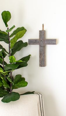 Image showing  Rustic Christian Weather Gray Reclaimed Old Wooden Cross, 15 in. x 12 in.