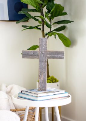 Image showing  Rustic Christian Weather Gray Reclaimed Old Wooden Cross, 15 in. x 12 in.