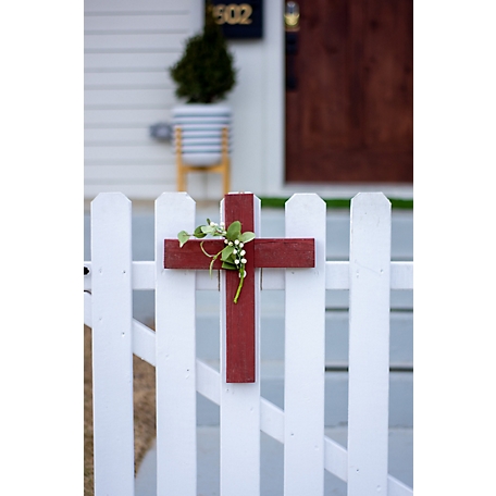 Barnwood USA Rustic Christian 15 in. x 12 in. Rustic Red Reclaimed Old Wooden Cross