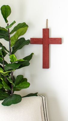 Image showing  Rustic Christian Rustic Red Reclaimed Old Wooden Cross, 15 in. x 12 in.