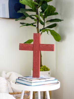 Image showing  Rustic Christian Rustic Red Reclaimed Old Wooden Cross, 15 in. x 12 in.