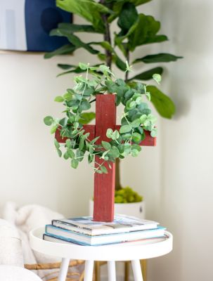 Image showing  Rustic Christian Rustic Red Reclaimed Old Wooden Cross, 15 in. x 12 in.